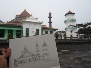 Sketching Masjid Agung Palembang